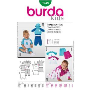 NEW Burda Kids 9748 Sewing Pattern Hooded Jacket Pants Tee Shorts Baby Toddler